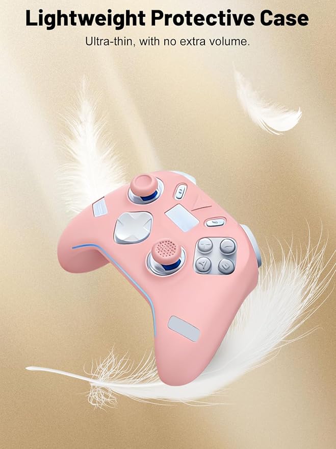 Silicone Protective Case for Flydigi Apex 5 Wireless Controller, Full-Body Protective Cover with Precise Cutout, Shockproof Dustproof Protector Sleeve & Scratch-Resistant Sleeve (Pink)