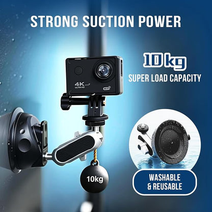 Suction Car Phone Mount Windshield, Universal 360° Rotating Car Window Phone Mount Video Recording Vlog Selfie Live Streaming Car Phone Holder for DJI GoPro Insta 360 Camera