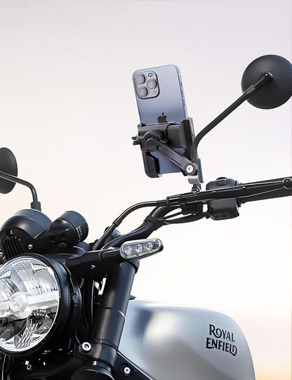 Grefay Motorcycle Phone Mount, 1S Quick Release. Anti Shake Motorbike Phone Holder for 4.0-7.0 Inch Smartphone for Motorcycle Mirror Phone Mount with 360° Rotatabe