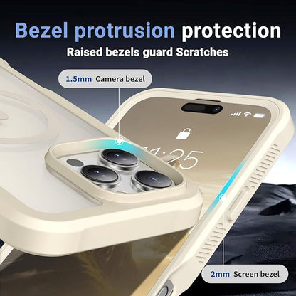 jaroco Magnetic for iPhone 16 Pro Case, [Compatible with MagSafe][Military Grade Drop Protection][Heavy Duty Protection][Non-Slip][Shockproof] 2-Layer Durable Bumper Phone Case 6.3''-Antique White