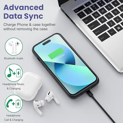 Battery Charging Case for iPhone 12Pro Max/13Pro Max/14Pro Max/14Plus (6.7 Inch), Powerful 8600mAh Portable Rechargeable Charger Cover for iPhone 14ProMax/14Plus/13Promax/12Promax Battery Case-Black