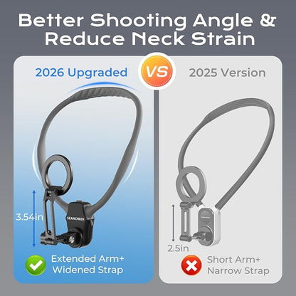 【2026 Extended Long】 Magnetic Neck Mount for Phones, 27.6" Hands-Free POV/Vlog Phone Holder for iPhone 17–12 & Android, Content Creator Essentials for Go Pro DJI, Comfortable Natural Shooting Angle