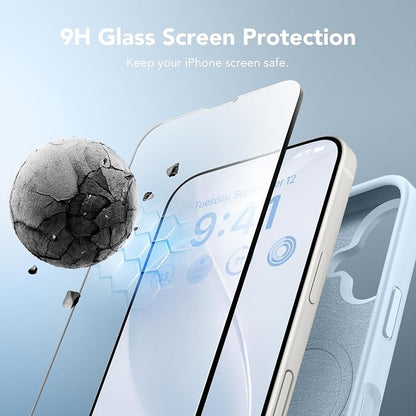 GONEZ Magnetic for iPhone 17 Case, Compatible with MagSafe, [Screen Protector + Camera Lens Protector], Liquid Silicone Anti-Scratch Shockproof Protective Phone Case 6.3 inch, Blue