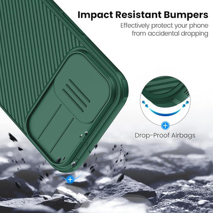 Nillkin for iPhone 17 Case with Slide Camera Cover, Thin Slim Fit, Shockproof Protective, Protector Privacy, Phone Case iPhone 17 Camera Lens Protector 6.3 inch, Green