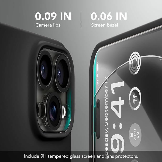GONEZ Magnetic for iPhone 16 Pro Max Case, Compatible with MagSafe, Liquid Silicone Case, with Screen Protector + Camera Protector, Full Body Protective Shockproof Phone Cover 6.9", Black