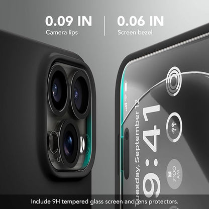 GONEZ Magnetic for iPhone 16 Pro Max Case, Compatible with MagSafe, Liquid Silicone Case, with Screen Protector + Camera Protector, Full Body Protective Shockproof Phone Cover 6.9", Black