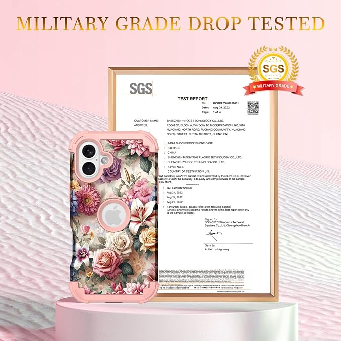 Hocase for iPhone 17 Case 6.3", Heavy Duty Shockproof Protection Soft Silicone Rubber+Hard Plastic Bumpers Hybrid Protective Case for iPhone 17 2025 - Rose Flowers