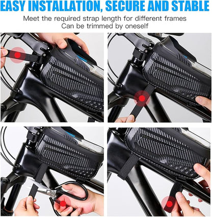 Bike Bag,LLTTLTMM,Bicycle Bag Waterproof,Bike Bags For Bicycles,Bike Frame Bag,Bike Phone Holder,Bike Accessories For Adult Bikes,Long Extension Strap, Top Tube Bike Bag Under 7", Large Capacity