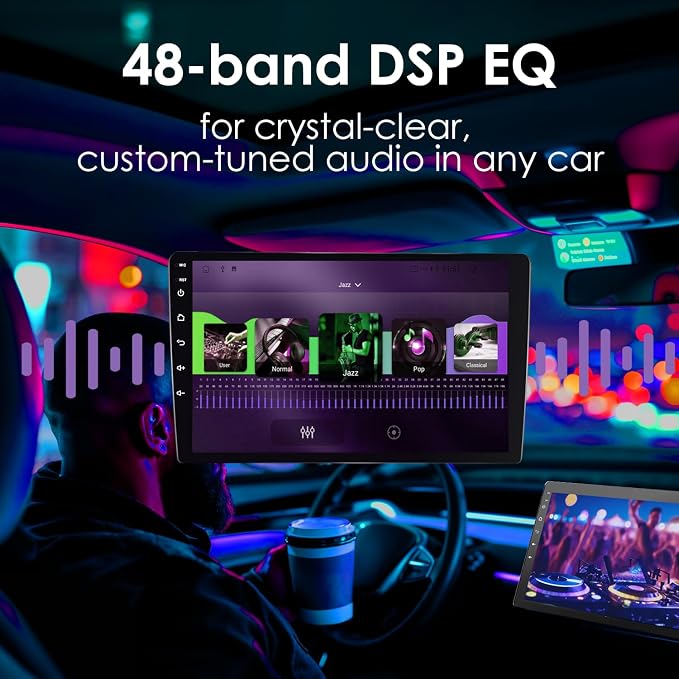 10" Double Din Car Stereo Wireless CarPlay Android Auto, 64GB HD Touch Screen Car Radio, Bluetooth 5.4, Backup Camera, GPS, Universal Fit for All Cars