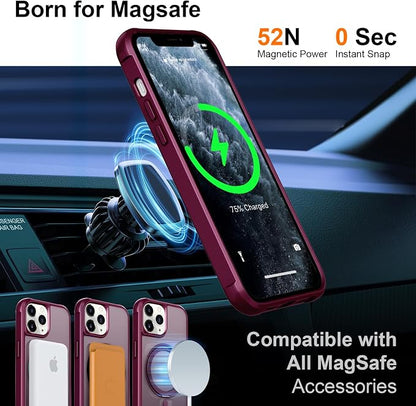 360° Magnetic Swivel Ring for iPhone 11 pro max case, Built-in Metal Stand and Ring Holder, Magsafe Compatible, Military Grade Protection, Shock and Vibration Resistant - Wine Red