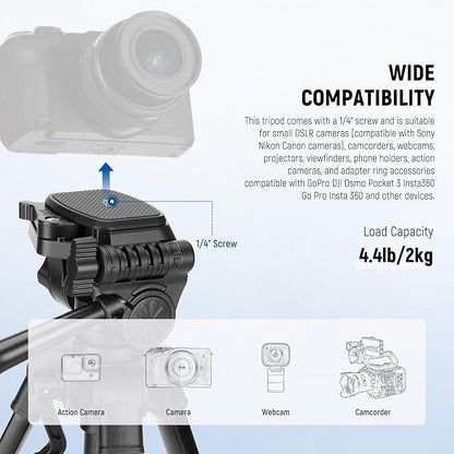 NEEWER ENTRY LEVEL VERSION Mini Desk Tripod for Camera, Small Compact Portable DSLR Camcorder Webcam Stand, 3 Way Pan Tilt Head Cell Phone Holder Mount Compatible with iPhone for Video Recording, TP52
