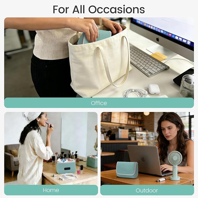 LENTION Mint Green Neoprene Electronic Organizer Pouch with Hook-and-Loop | Compact Tech Storage Fits Laptop Adapter, Mice, Charger, Power Bank & Cable to Keep Daily Travel Accessories Neatly Sorted