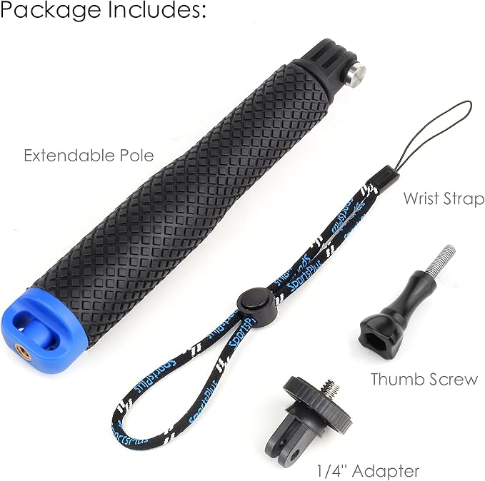 7''-23'' Extendable Selfie Stick for GoPro, Waterproof Handle Grip Monopod Portable Extension Pole for Hero 13 12 11 10 9 8 7 6/AKASO/DJI Osmo Action 6 5 Pro 4 3, Ideal for Travel Vlog