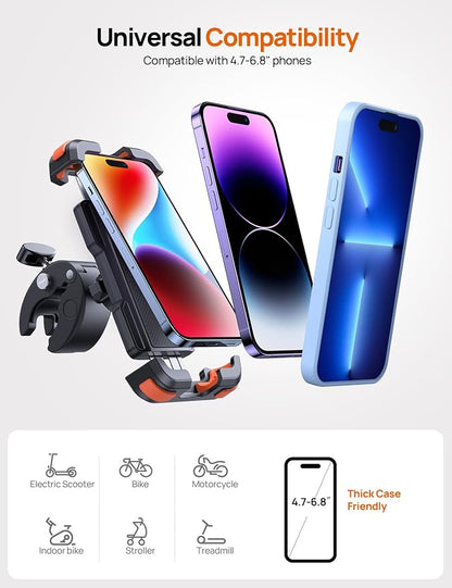 Aomiker Bike Motorcycle Phone Holder Mount - [2025 Quick Release] Bike Phone Holder Handlebar Clamp, Bicycle Scooter Phone Clip for iPhone 15 14 13 12 11 Pro Max Plus Mini, 4.7-6.8" Smartphone