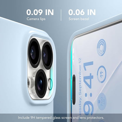 GONEZ Magnetic for iPhone 16 Pro Case, Compatible with MagSafe, [Screen Protector + Camera Lens Protector], Silicone Shockproof Anti-Scratch Protective Phone Case 6.3 inch, Blue