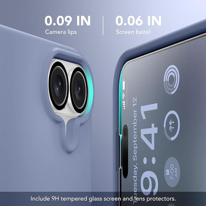 GONEZ Magnetic for iPhone 16 Case, Compatible with MagSafe, [Screen Protector + Camera Lens Protector], Liquid Silicone Shockproof Protective Phone Case for iPhone 16 6.1", Lavender Gray