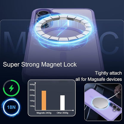 For Samsung Galaxy S24 Plus Case & S25 Plus Case [Compatible with Magsafe] Translucent Matte Magnetic,Slim Thin Duty Shockproof with 2pc Screen Protector Protection Case for S24 Plus/S25 Plus-purple