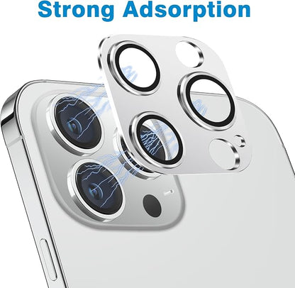 for iPhone 14 Pro and iPhone 14 Pro Max Camera Lens Protector, Anti-Scratch Tempered Glass Camera Screen Protector Shockproof Full Protective Camera Cover Case Friendly Lens Cover-Silver