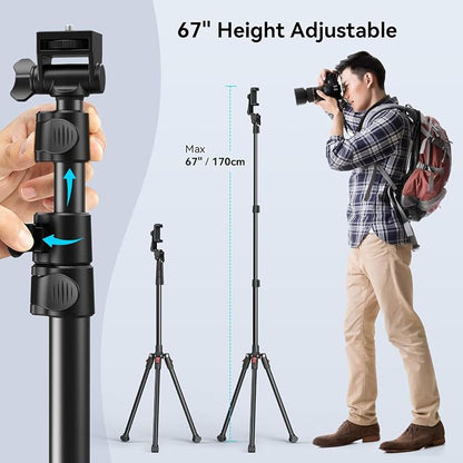 SmallRig Phone Tripod with Remote, 67" Tripod for Camera Reverse-Folding, Universal Tripod Stand for Pivo Auto Tracking Holder and Light, for Video, Vlog, Selfie and Live Stream, Encore PT-30 4363