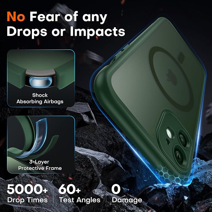 TOCOL for iPhone 11 Case, Compatible with Magsafe, Full Camera Protection, Built-in Magnets, Drop Protection, Translucent Matte Phone Case for iPhone 11 6.1 inch (Alpine Green)