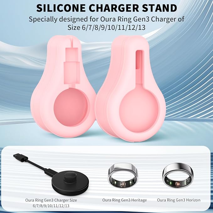 Silicone Charger Protector Cover for Oura Ring Gen3 Charger, Case Compatible with Oura Ring Charger Size 6/7/8/9/10/11/12/13,Charing Dock Station Holder for Oura Ring Gen3 Charger,Not Charger (Pink)