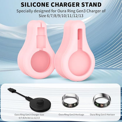 Silicone Charger Protector Cover for Oura Ring Gen3 Charger, Case Compatible with Oura Ring Charger Size 6/7/8/9/10/11/12/13,Charing Dock Station Holder for Oura Ring Gen3 Charger,Not Charger (Pink)