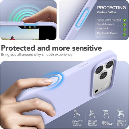 GONEZ Magnetic for iPhone 17 Pro Case, Compatible with MagSafe, [Screen Protector + Camera Lens Protector], Liquid Silicone Anti-Scratch Shockproof Protective Phone Case 6.3 inch, Lilac