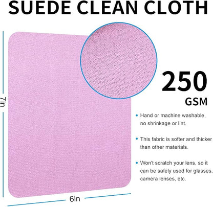 100 PCS Glasses Clean Cloth Suede, Lens Clean Cloth for Lenses, Glasses, Screens, Cameras, iPad, iPhone, Eyeglasses (6"x7", 100PCS/Pink)