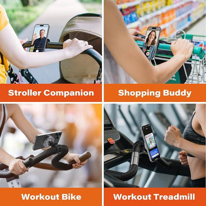 A2C Phone Holder for Peloton Bike, Stroller Phone Holder with Strong Magnets, Adjustable Strap Phone Mount for Shopping Cart, Treadmill, Golf Push Cart, Exercise Bike, Compatible with iPhone & Android
