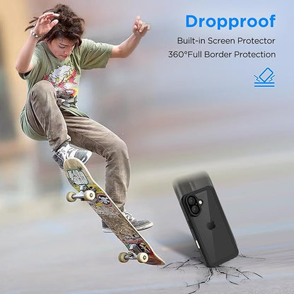 Lanenas for iPhone 17 Case Waterproof Case with Built-in Screen Protector, Full Body Dustproof Shockproof Heavy Duty Tough Rugged Phone Protective Cover for iPhone 17 6.3inch Black
