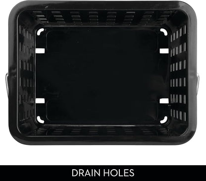 iDesign Plastic Shower Caddy Basket with Handle for Bathroom or College Dorm - Black - Made in USA