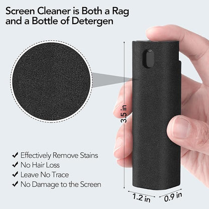 3 Pcs Fingerprint Proof Screen Cleaner, 3 in 1Touchscreen Mist Cleaner Spray Wipe Screen Cleaner Soft Fiber Flannel, Safe for All Phones Glasses Tablet Laptop Screens(Grey)