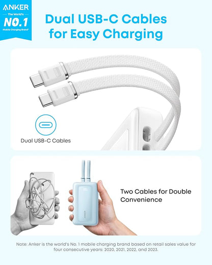Anker Zolo Power Bank (2025 Upgraded Version), 45W Max Fast Charging, 20,000mAh Battery Pack, Dual Built-in USB-C Cables, USB-C&A Port, for iPhone 17/16 Series, Galaxy, MacBook, and More