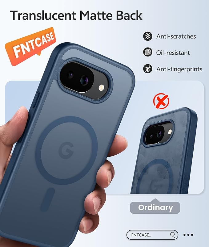 FNTCASE for Google Pixel 10a Case: [Compatible with Magsafe] Translucent Matte Cases with [Screen Protector] Military Grade Shockproof Protective Magnetic Phone Cover for Pixel 10A - Blue