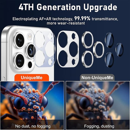 UniqueMe for iPhone 13 Pro/iPhone 13 Pro Max Camera Lens Protector, [Strong Drop Protection] [Not Easy to Fall-off] Metal Ring Tempered Glass Rear Camera Screen Cover - Sliver (Bling Circle)
