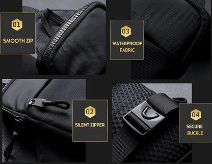 Simptech Mini Crossbody Sling Bag Chest Bag Dual Pocket Water Resistant Fanny Pack for Men Women Running Travelling