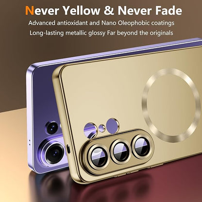 for Samsung Galaxy S26 Ultra Case,Luxury Plating Matte Case for Galaxy S26 Ultra Full Camera Lens Cover & Privacy Screen Protector Cute Women Girls Phone Cover for S 26 Ultra,Gold