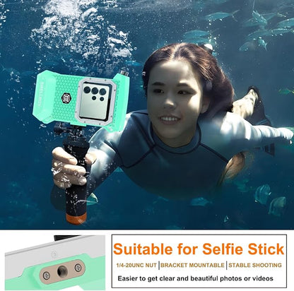 2026 Diving Snorkeling Phone Case for iPhone 17/16/15/14/13/12/11 Pro Max/XS/X Samsung Galaxy S26/S25/S24 Professional Scuba Dive Waterproof Underwater Photo Video Cover (5TH Gen, Teal-)