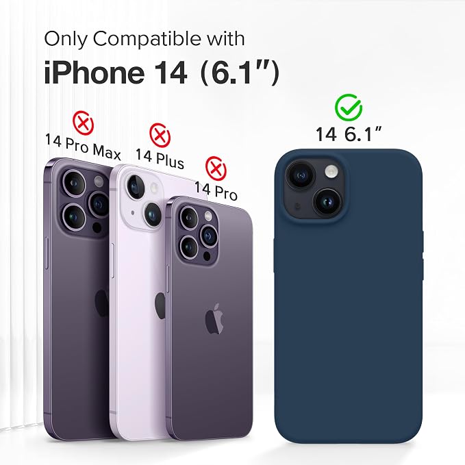GONEZ Magnetic for iPhone 14 Case, Compatible with Magsafe, with Screen Protector + Camera Protector, Anti-Scratch Microfiber Lining, Liquid Silicone Shockproof Protective Phone Case, Dark Blue