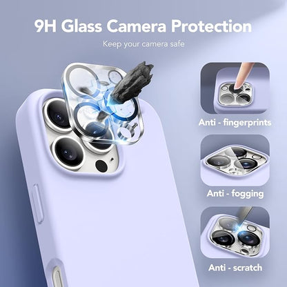 GONEZ Magnetic for iPhone 16 Pro Case, Compatible with MagSafe, [Screen Protector + Camera Lens Protector], Silicone Shockproof Anti-Scratch Protective Phone Case 6.3 inch, Lilac