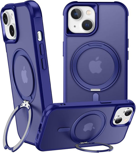 360° Magnetic Swivel Ring for iPhone 13 case, Built-in Metal Stand and Ring Holder, Magsafe Compatible, Military Grade Protection, Shock Resistant - Blue