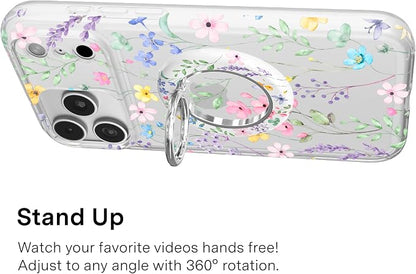 VELVET CAVIAR Compatible with MagSafe Phone Grip 2.0 | Cute Magnetic Ring Holder | Finger Loop Kickstand | Pop On Accessory for iPhone 17, 16, 15, 14, 13, 12 | Enchanted Floral