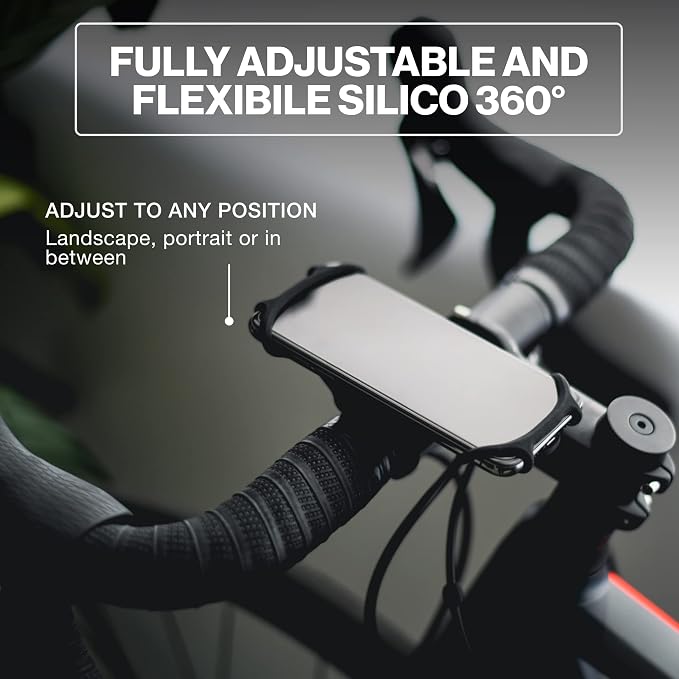 TeamObsidian Bike Phone Holder, Motorcycle Phone Mount - Size L - Non-Slip Material - Fits for 99% of Cellphone Models 5-6.5" - for All Handlebar Types