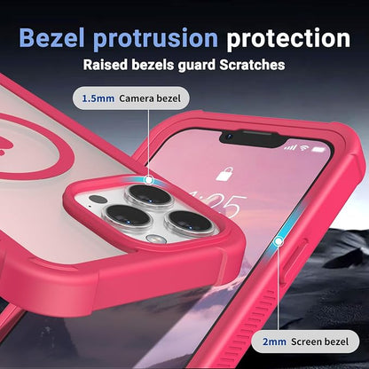 jaroco Magnetic for iPhone 13 Pro Max Case, [Compatible with MagSafe][Military Grade Drop Protection][Heavy Duty Protection][Non-Slip][Shockproof] 2-Layer Durable Bumper Phone Case 6.7''-Rose