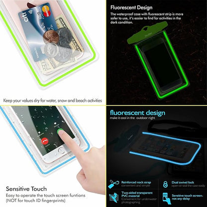 Universal Waterproof Phone Pouch, 4 Pack Waterproof Phone Case with Lanyard Protector for iPhone16 15 14 13 12 Pro Max XS Plus Samsung Galaxy Note up to 6.9", IPX8 Cellphone Dry Bag Beach Essentials