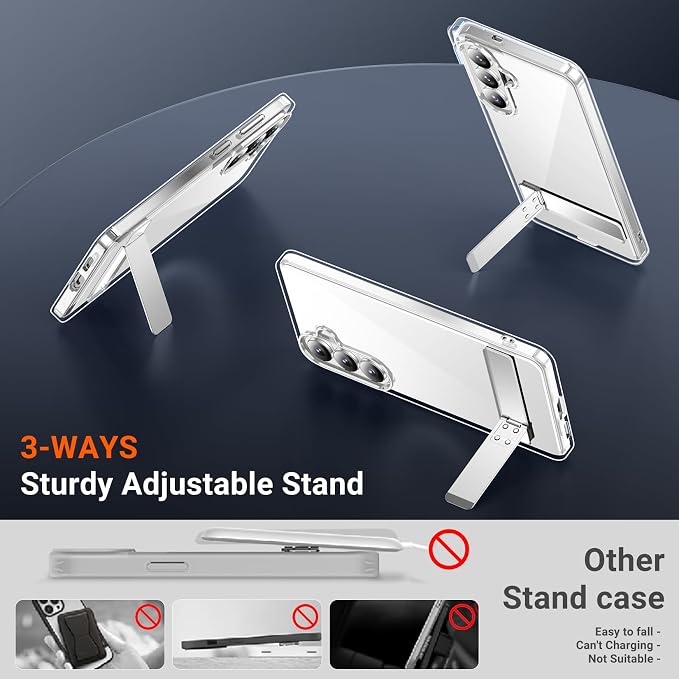 Temdan Designed for Samsung Galaxy S26 Plus Case Clear, Built-in Invisible Kickstand [Military Grade Drop Protection] Anti-Yellowing Slim Fit Shockproof Cover for Galaxy S26 Plus 6.7 Inch - Clear