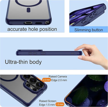 Pilaru for Samsung Galaxy S26 Ultra Phone Case : [MagSafe Fit] with 2PC HD Screen Protector, S 26 Ultra Phone case Matte Translucent Soft-Touch Skin & Full Body Protection Cell Phone s26ultra,Blue