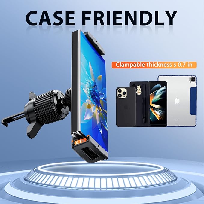 Car Phone Mount for Samsung Galaxy Z Fold 7 6 5 4 3 Accessories - Tablet Holder for Car Air Vent Handsfree, 360° Rotatable Fit for iPad Mini 6 iPad Pro iPad Air Pixel Fold and More 4-12.9" Device