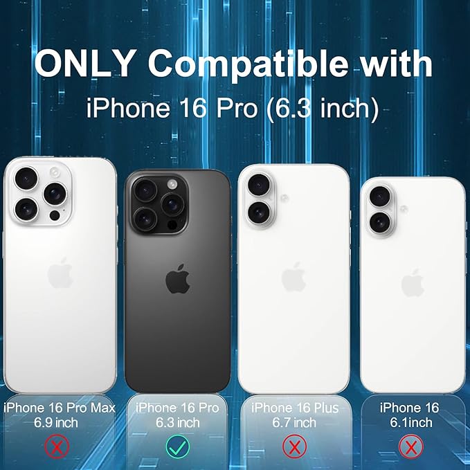Battery Case for iPhone 16 Pro, 10000mAh Portable Protective Charging Case with Wireless Charging Compatible with iPhone 16 Pro (6.3 inch) Rechargeable Battery Pack Charger Case with Carplay (Black)