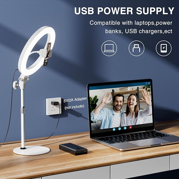 Ring Light with Stand, Zoom Lighting for Computer Video Conference, Video Calls, Home Office, Lighting for Video Recording